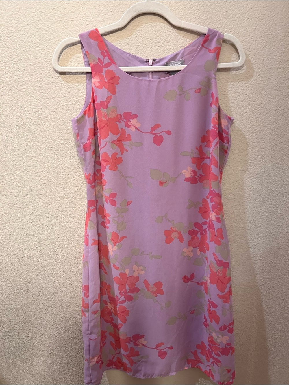 Old Navy Lilac Sleeveless Floral Shift Dress with Coral Accents